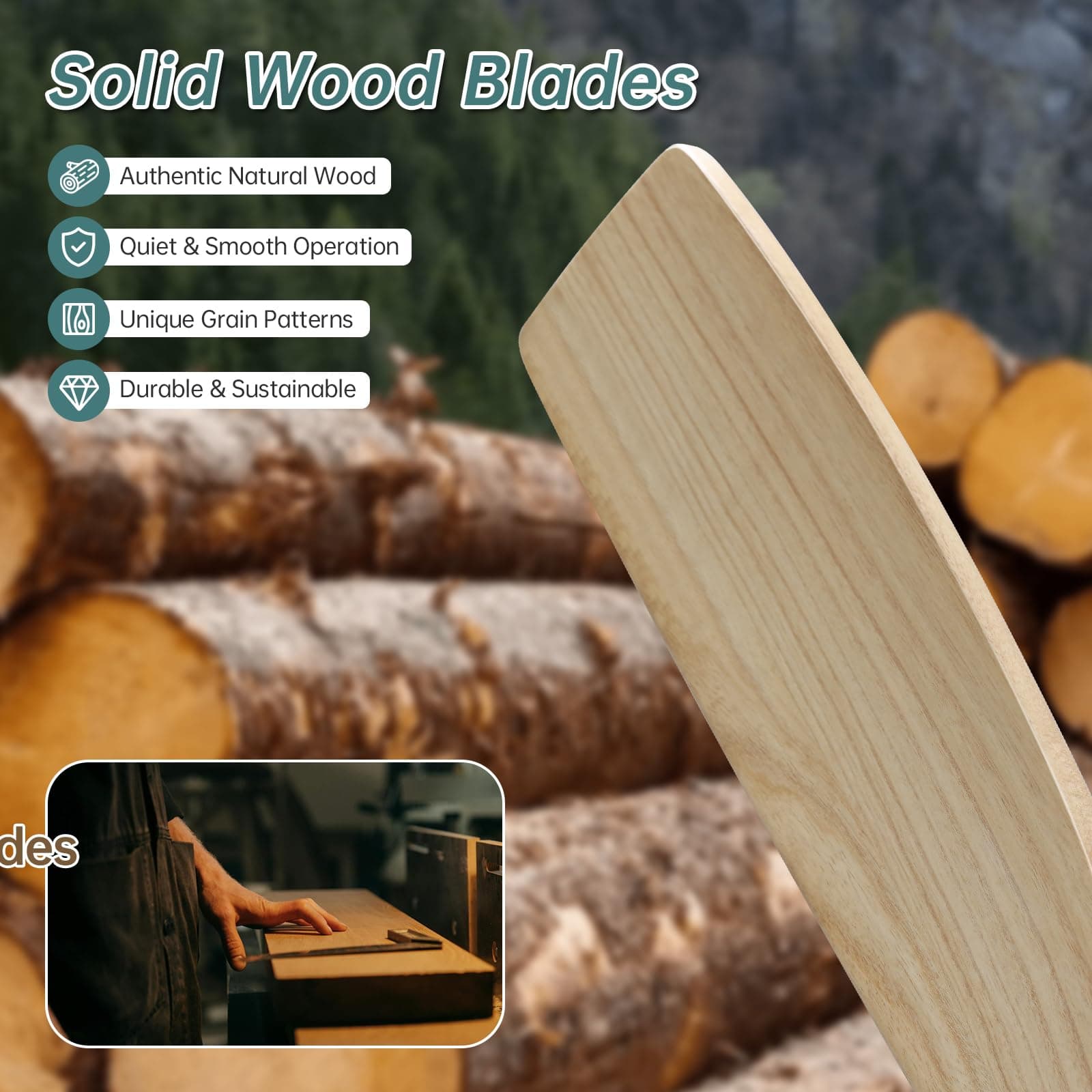 Sofucor Ceiling Fan With Lights 52 Inch Flush Mount Ceiling Fan with Remote Control, Wood Blades Modern Outdoor Ceiling Fans for Bedroom/Farmhouse/Patio/Indoor, Quiet DC Motor