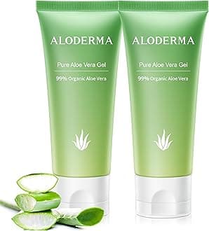 Aloderma Aloe Vera Gel Made within 12 Hours of Harvest with 99% Pure Organic Aloe Vera, Naturally Hydrating for Soothing Skincare, Moisturizing Aloe Gel for Skin, Face, Sensitive Skin - 4oz - 2ct