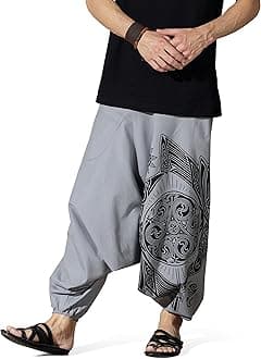 Boho Pants Elastic Ankle Harem for Men, Oversized Exercise Pajama Jogger Loose Boho Aladdin Pant