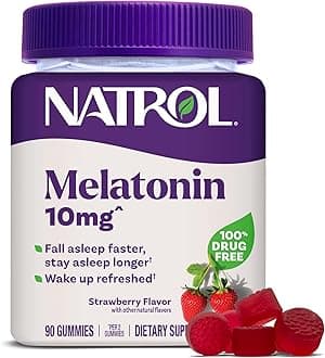 10 mg Melatonin Gummies, Sleep Support for Adults, Melatonin Supplements for Sleeping, 90 Strawberry-Flavored Gummies, 45 Day Supply