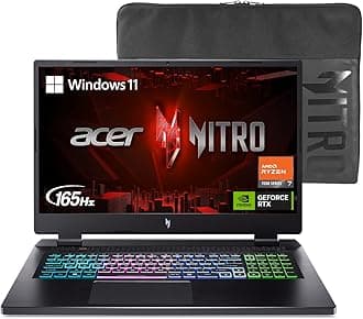 Acer Nitro 17 Gaming Laptop AMD Ryzen 7 7840HS Octa-Core CPU 17.3" FHD 165Hz IPS Display NVIDIA GeForce RTX 4050 16GB DDR5 1TB SSD Wi-Fi 6E RGB Backlit KB AN17-41-R6L9