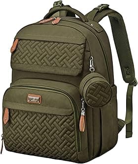 Diaper Bag Backpack - Travel Large Baby Diaper Bag with Changing pad, Waterproof Baby Bags for Mom & Dad, Unisex Bags with Pacifier Case, Luggage Strap & Stroller Clips– Army Green