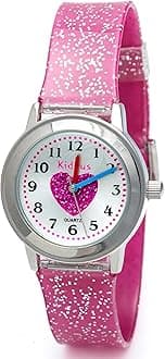 KiddusGirls Analogue Watch. Stylish & Educational Wristwatch for Ages 5 and Up. Japanese Quartz Movement. Glitter Design. Heart…ClimatePartner certified