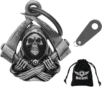 Dream Apparel motorcycle bells for bikers,heavy rider bells accessory and key chain for luck, Grim Reaper, Large