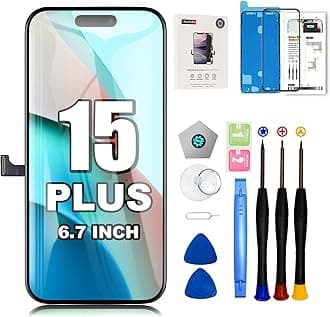 EFAITHFIX for iPhone 15 Plus Screen Replacement 6.7 Inch LCD 3D Touch Display Full HD Digitizer Frame Assembly (A2847, A3093, A3094, A3096) with Repair Tools Kit Screen Protector Waterproof Adhesive