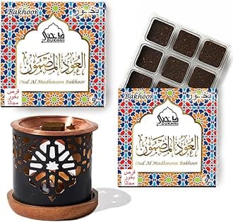 - Oud Al Madhmoon Bakhoor Set by Dukhni | 2X 9 Piece Each & Oriental Bakhoor Burner| Arabic Bakhoor Incense| Fruity Floral Oud Blend| Perfect for Prayer Time | to Relax & Meditate