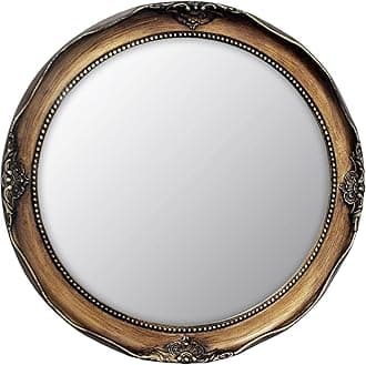 Funerom Vintage 12.2 inch Decorative Wall Mirror Hanging Mirror Round Antique Gold
