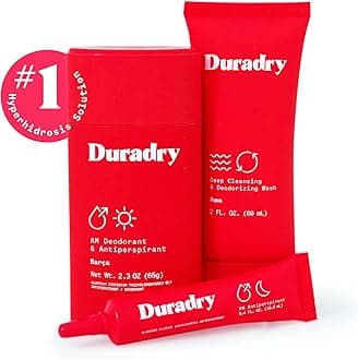 Duradry 3-Step Protection System - AM Deodorant, PM Antiperspirant Gel, Deep Cleansing & Deodorizing Body Wash, Prescription Strength Antiperspirant Deodorants Specially Formulated For Excessive Sweating or Hyperhidrosis, Block Sweat and Odor - Barca, (Pack of 3)