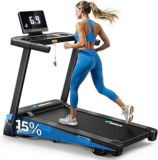 – MERACH Foldable Treadmill with 15% Auto Incline, Treadmills for Home Foldable for Heavy People, 0.8-12 km/h Walking Pad Treadmill for Home & Office, Save Space, LED Display & Fitness App