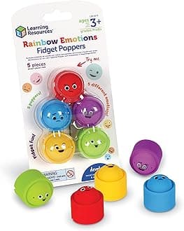 Learning Resources Rainbow Emotion Fidget Poppers, 5 Pieces, Ages 3+, Sensory Toys, Social-Emotional Learning,Sensory Toys for Toddlers,SEL Skills,fine Motor Skills