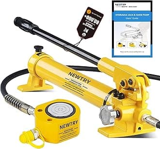 NEWTRY 30 ton Hydraulic Ram Jack + CP-700 Hydraulic Hand Pump Low Profile Porta Power Kit Single Section Mini Jack 0.55’’ Stroke Industrial Hydraulic Cylinder