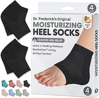 Moisturizing Heel Socks for Cracked Heel Treatment - 2 Pairs - Socks for Dry Feet - Cracked Skin Repair & Overnight Hydration - Foot Care for Women & Men - Argan Oil