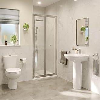 Hydrolux® 760mm Bifold Folding Shower Door Screen Shower Enclosure for Wet Room Cubicle Enclosures, 4mm Toughened Safety Glass Space Saving, Polished Chrome