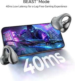 boAt Airdopes Loop OWS Earbuds w/Clip-On Fit, Air Conduction Tech, 50HRS Battery, 4Mics ENx, Dual EQ Modes, 12mm Drivers, 40ms Latency, ASAP Charge, OWS Ear Buds Earphones(Cool Grey)