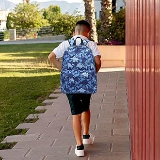 LEDAOU Toddler Kids Backpack for Boys Girls Preschool Kindergarten School Backpack Bookbag School Bag with Chest Strap, Dinosaur Blue