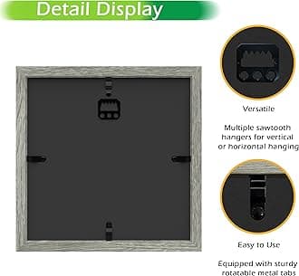 FrameWorks 8x8 Driftwood Wooden Shadow Box Frame – Soft Felt Back, Tempered Glass, and Included Elegant White Ball Push Pins