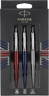 Parker Jotter London Trio Discovery Pack: Ballpoint Pen (Royal Blue), Gel Pen (Red Kensington) & Mechanical Pencil (Stainless Steel)