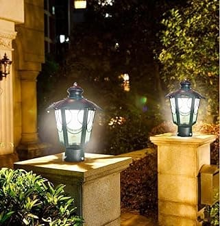 Lyse Decor Waterproof Gate Light for Outdoor, Gate Light Lamp, Pillar Lamp, Garden (Pair of 2 Pieces) (Black and Clear Glass)