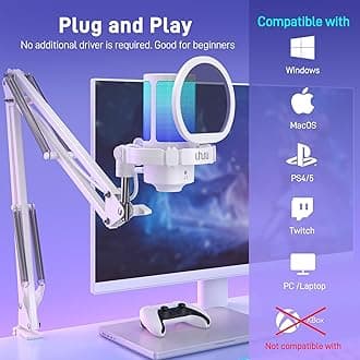UHURU Gaming USB Microphone for PC: Streaming Computer Mic with Noise Cancellation - Condenser Mic with Controllable RGB for Gaming Streaming