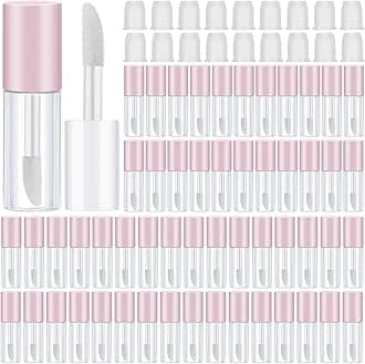 Patelai 100 Pieces Clear Mini Lip Gloss Tube Refillable Empty Lip Balm Gloss Containers Bottles Transparent Mini Lipstick Containers for Women DIY Makeup(Pink,3ml)