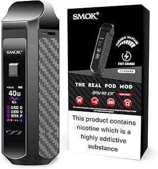 SMOK RPM 40 Kit: Turn Up the RPMs and Chase Clouds at Warp Speed! 2 mL E Cigarette SMOK Vape Compact, Convenience All-in-one Kit (Black) No Nicotine