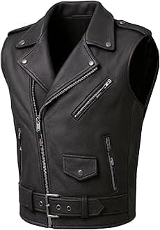 Jackets 4 Bikes Men's Classic Buffalo Leather Motorcycle Biker Vest | Vintage Cruiser Vest for Men, | Stylish Street Club Riding Black M
