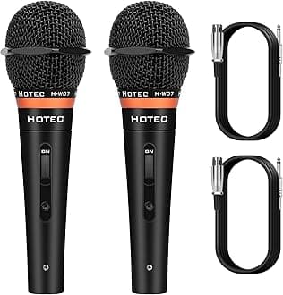 Premium Vocal Dynamic Handheld Microphones with 19ft Detachable XLR Cable and ON/Off Switch (Metal Black),2 Pack