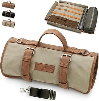 Barillio Bartender Bag (Without Tools) - Stylish, Waxed Canvas, Roll Up Traveling Bar Bag for Carrying Bar Tools and Cocktail Shaker Set with Shoulder Strap - Portable Travel Bartending Roll