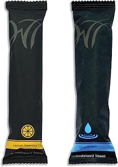 White Towel Services 8" x 8" inch Moist Cotton Towel Individually Wrapped - Lemon and Unscented (Case of 100) *