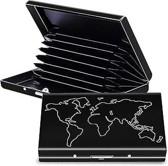 Black 8 Slots RFID Protected Metal Credit/Debit/ATM Card Holder Case Wallet for Men & Women (Black Laser Print-9.5 x 6.5 x 1.5 cm)