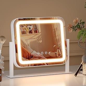 ZL ZELing12" x14'' Vanity Mirror with Lights Featuring a Dimmable Makeup Mirror and Touch Screen with 3-Color Lighting, Perfect for Your Vanity Desk or Tabletop
