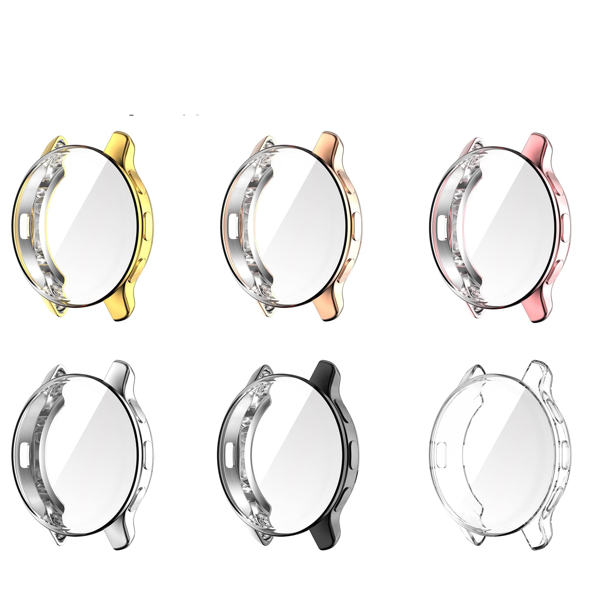 FitTurnCompatible with Garmin Venu 2 Plus Watch Screen Protector Case TPU Slim Case Cover [Plating Metal Color Frame] [3D Full Coverage] Shell Protective