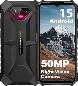 Unlocked Rugged Phones, Armor X13 (12+64GB), 50MP Rear Camera, 24MP Night Vision Camera, Android 15 OS Rugged Smartphone, 6.52” Screen, 6320mAh, NFC, GPS, Dual 4G Mobile Phone- Black