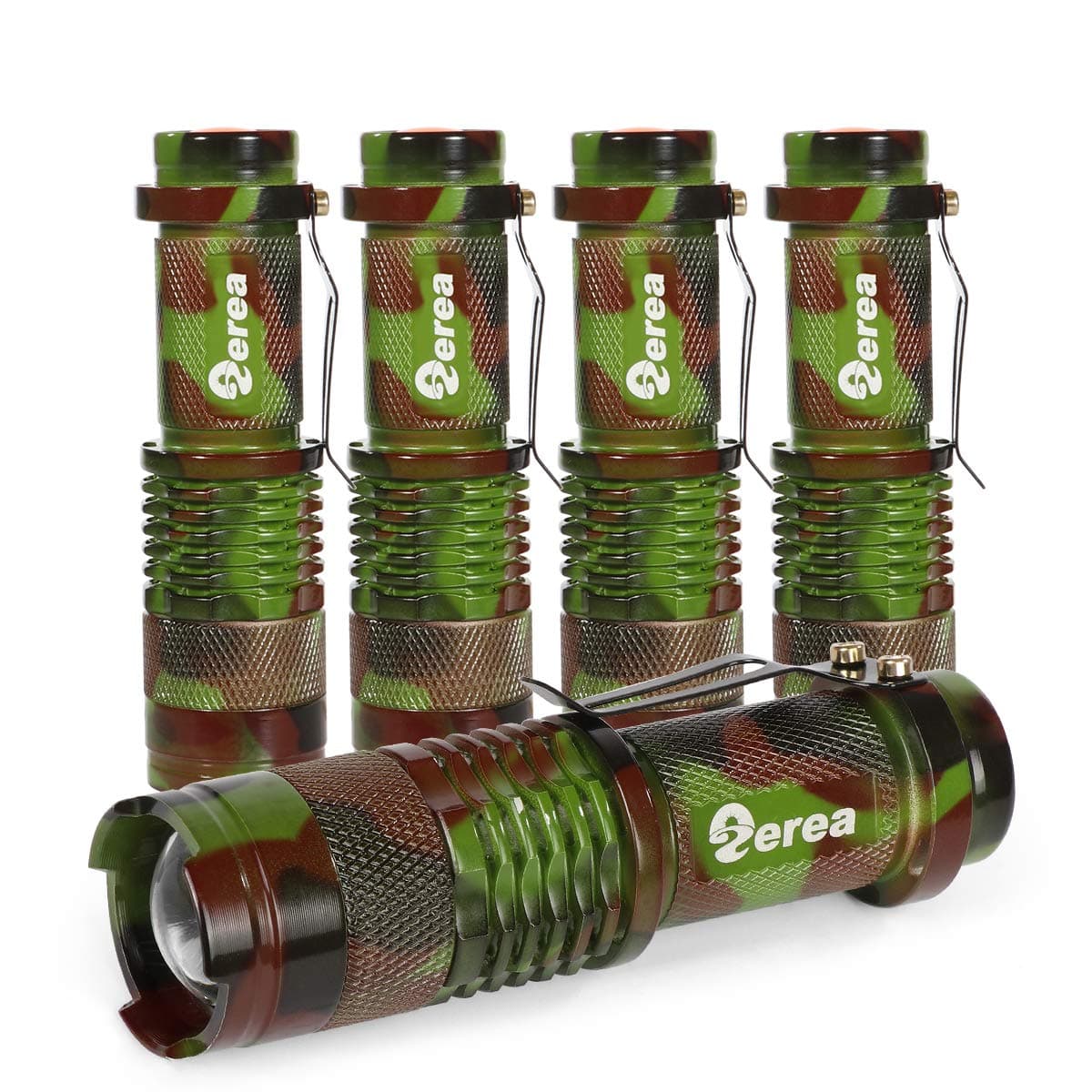 5 Pack Ultra-Bright LED Tactical Mini Flashlights, High Lumens Zoomable LED Handheld Flashlights with 3 Lighting Modes - Best for Emergency, Hiking, Outdoor and Camping, ZEREA(Army Camo)