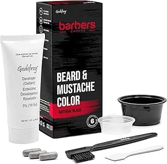 Barbers Choice 3 Application Beard and Mustache Dye For Men, 6 weeks of Cover For Gray Facial Hair, Natural Black