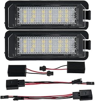 2Pcs Error Free LED License Plate Lights Tag Lamp Assembly Compatible/Replacement for Volkswagen VW Golf GTI MK4 MK5 MK6 MK7 CC Rabbit Polo EOS Phaeton Beetle Scirocco, 6000K White