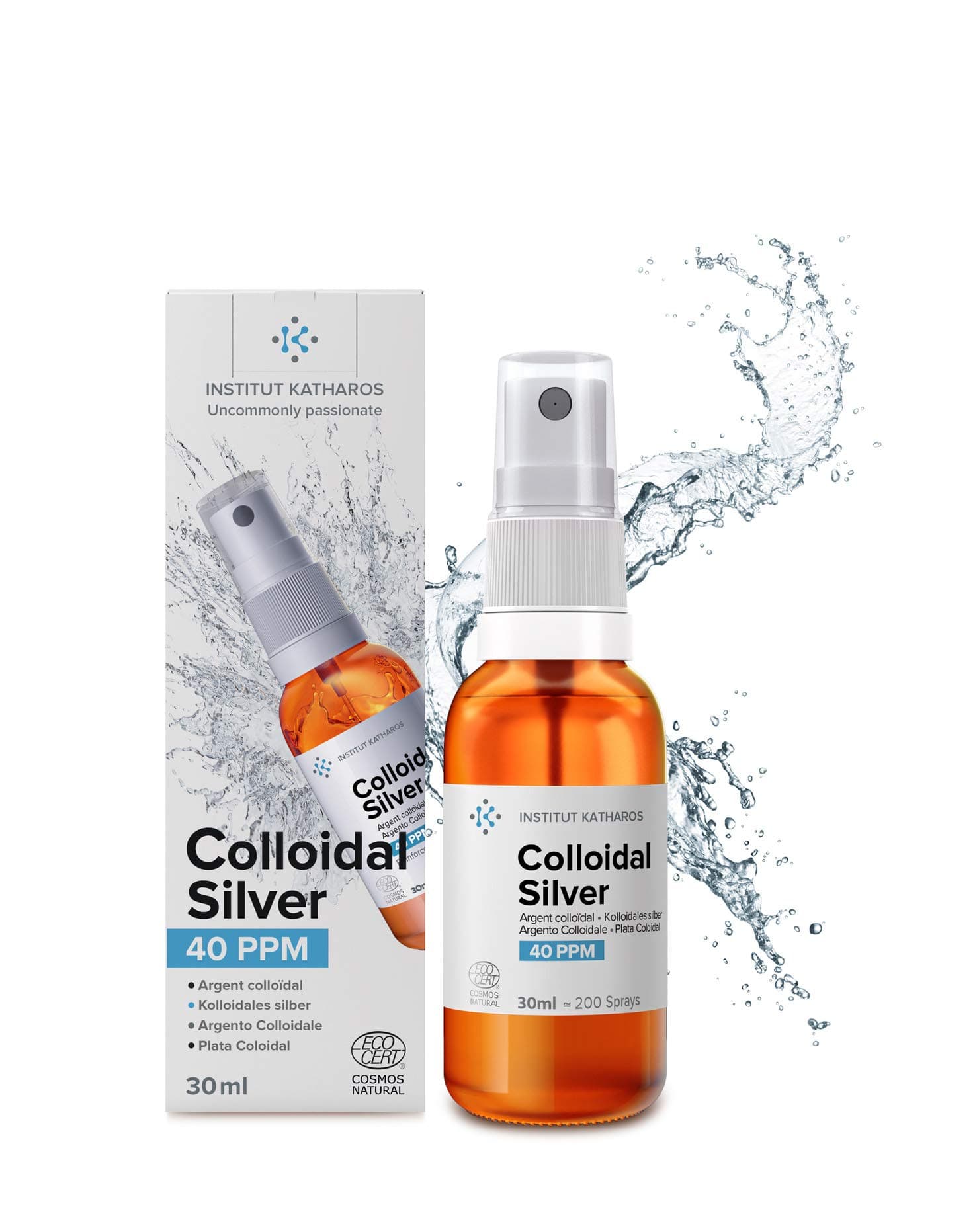 Premium Colloidal Silver Spray 40 PPM 1 fl oz ● 100% Natural ● Ebook Inc. ● Superior Concentration, Smaller Particles = Better Results ● Certified by 3 Independent Laboratories ● We are Specialists.