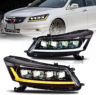 HCMOTIONZ LED Headlights Assembly For Honda Accord 2008 2009 2010 2011 2012 8th Gen 4-Dr Sedan Head Lamps With Sequential Turn Signal DRL Animation…