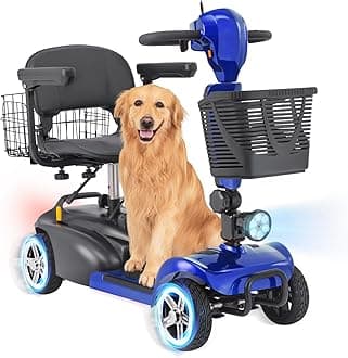 4 Wheel Mobility Scooters for Seniors - Up to 15 Miles Range,Folding Powered Mobility Scooter Device w/600WH Battery,Only 58 lb Weight, Dual Basket, 300 lb Capacity, Compact