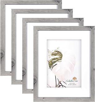 Scholartree Grey 8x10 Picture Frame set of 4, Display 8x10 without Mat Wall Gallery Photo Frames