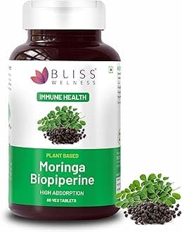 Bliss Welness Pure Moringa Extract 1000mg with Biopiperine 10mg Immunity Booster Ayurvedic Supplement - 60 Veg Tablets