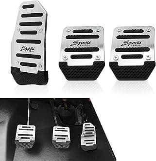 3 PCS Car Throttle + Brake + Clutch Pedal Kit, Thickened Alloy + High Elastic Striped Rubber Anti-Slip Transmission Pedal Cover Anti-Friction Pedal, for Most Manual Transmission Cars (Silver)