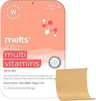 - Melts Plant Based Multivitamin for Men & Women with 100% RDA of Zinc, B-Complex, Vitamin C, D3 + K2(MK7), Ashwagandha & Ginseng for Immunity & Energy, 30 Oral Strips