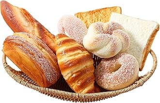 8pcs Artificial Bread Set - Decoration for Home and Kitchen - Realistic, Fake Food for Display - Creative Staging Props - Includes Faux Croissant, Dessert, Baguette and Toast