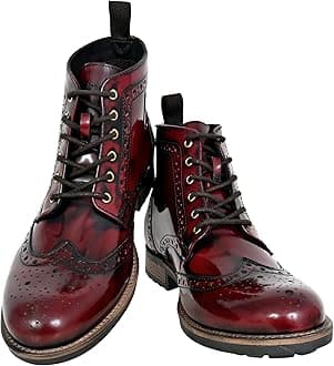 Hx London LEATHER BROGUE LACE-UP BOOT FOR MEN