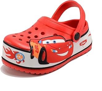 Kids Clogs Shoes Cute Cartoon Slip On Garden Clogs Shoes Toddlers Slippers Sandals Soft Sole Shower Slides Water Shoes for Beach Pool 9- Red