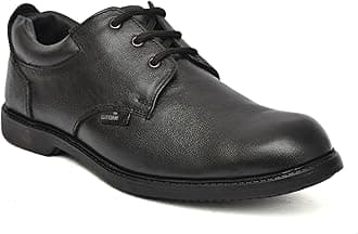 STONIX® Formal Premium Safety Shoes for Men's With Industrial Steel Toe cap | Anti-Slip and Water Resistant | Genuine & TPR Sole | Durable for Construction Work's,(SIZE-06, BLACK)