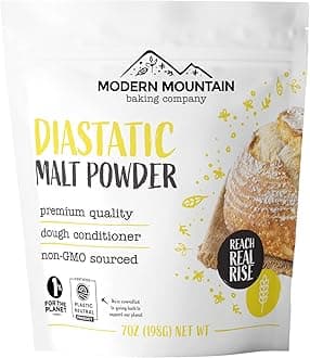 MODERN MOUNTAIN Diastatic Malt Powder(7 Oz) Dry Malt Powder for Baking, Improves Dough Growth, Improves Bread Texture and Flavor, Perfect for Bread and Pizza, Non-GMO Origin