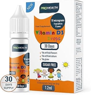 ProHealth Preservative-Free Vegan Vitamin D3 Drops for Infants & Children - Sugar-Free, All-Natural, NHS Approved (30-Days Supply)