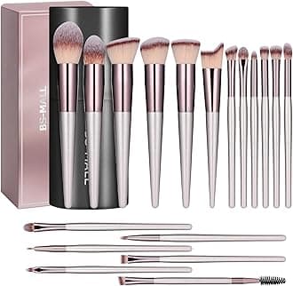 BS-MALL Makeup Brush Set 18 Pcs Premium Synthetic Foundation Powder Concealers Eye shadows Blush Makeup Brushes with black case (C CHAMPANE)